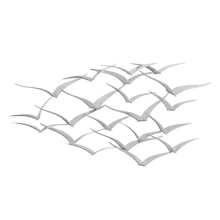 Silver Metal Flock of Birds Wall Plaque