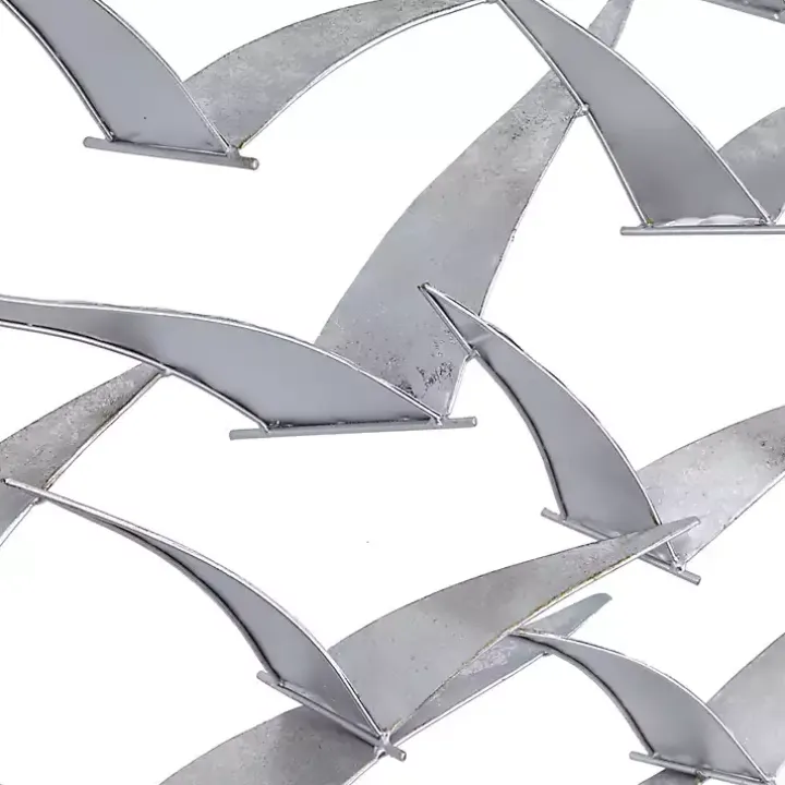Silver Metal Flock of Birds Wall Plaque