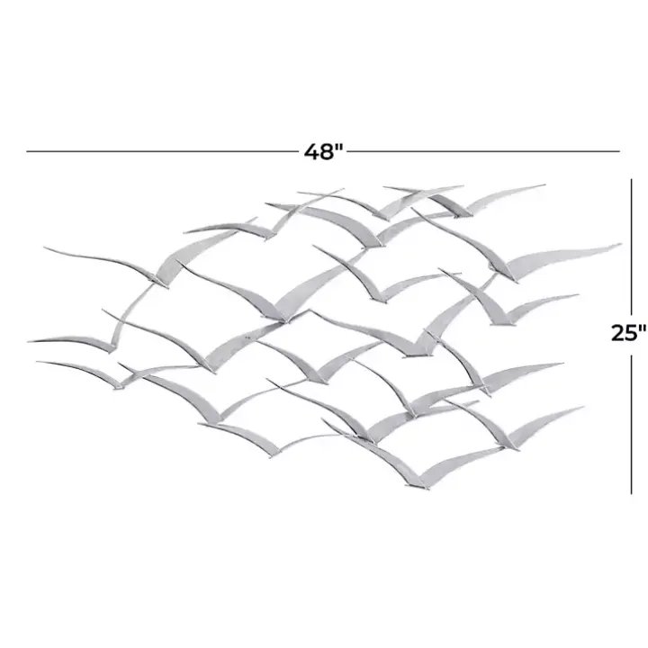 Silver Metal Flock of Birds Wall Plaque