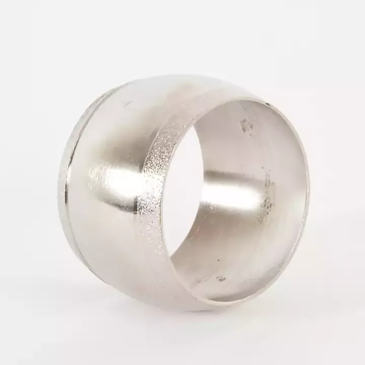 Silver Metal Round Napkin Rings, Set of 4