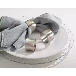 Silver Metal Round Napkin Rings, Set of 4