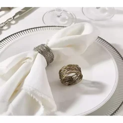 Silver Metal Twine Napkin Rings, Set of 4