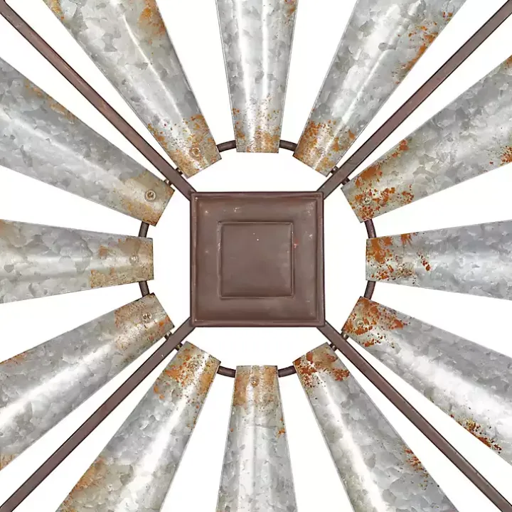 Silver Metal Windmill Wall Plaque