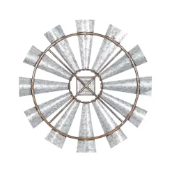 Silver Metal Windmill Wall Plaque