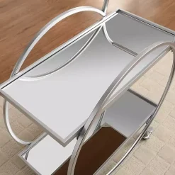 Silver Mirrored 2-Tier Odessa Bar Cart
