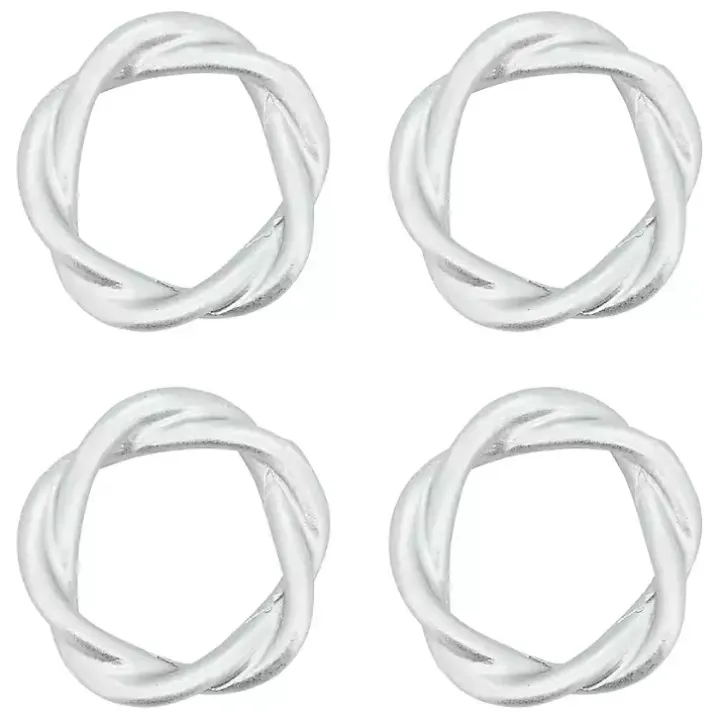 Silver Resin Twisted Napkin Rings, Set of 4