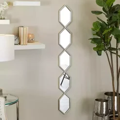 Silver Slim Stacked Hexagons Wall Mirror