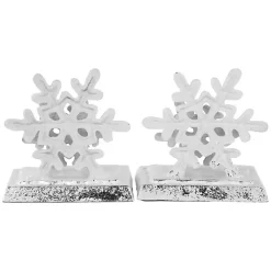 Silver Snowflake Stocking Holders, Set of 2