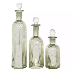 Silver Soda Lime Glass Bottle Vases, Set of 3