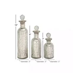 Silver Soda Lime Glass Bottle Vases, Set of 3