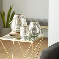 Silver Speckled Votive Candle Holders, Set of 3