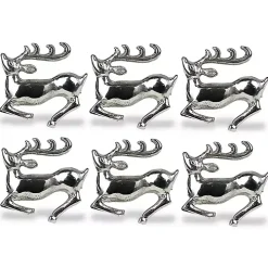 Silver Stag Napkin Rings, Set of 6