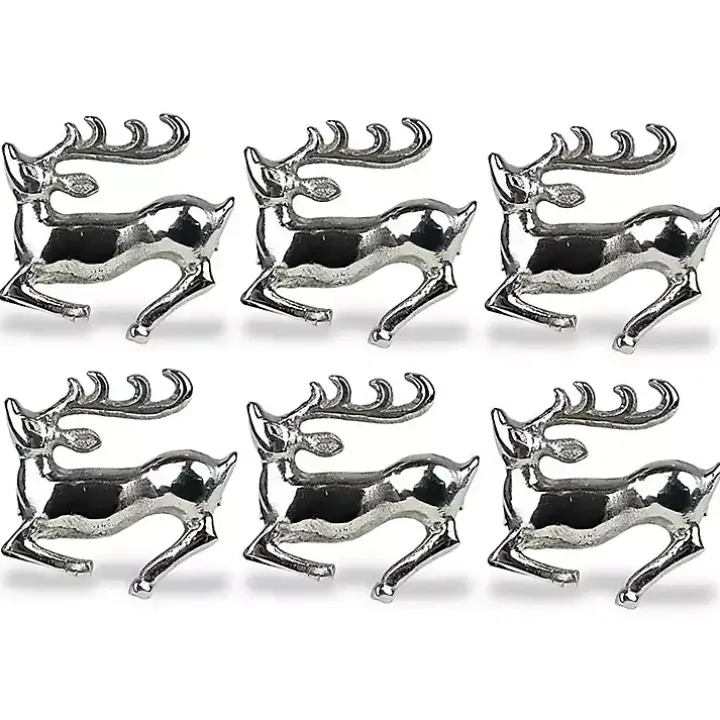 Silver Stag Napkin Rings, Set of 6