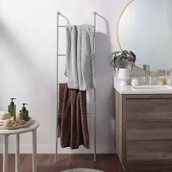 Silver Steel 4-Bar Leaning Towel Ladder