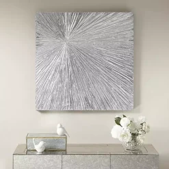 Silver Sunburst Dimensional Resin Wall Art