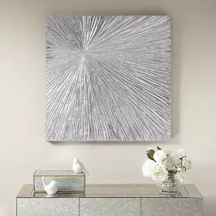 Silver Sunburst Dimensional Resin Wall Art