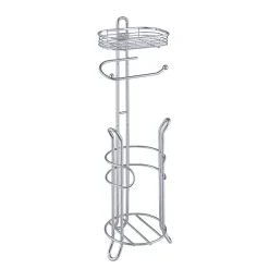 Silver Toilet Paper Storage Stand with Basket