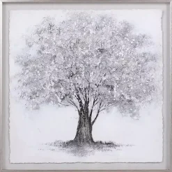 Silver Tree Rice Paper Framed Art Print