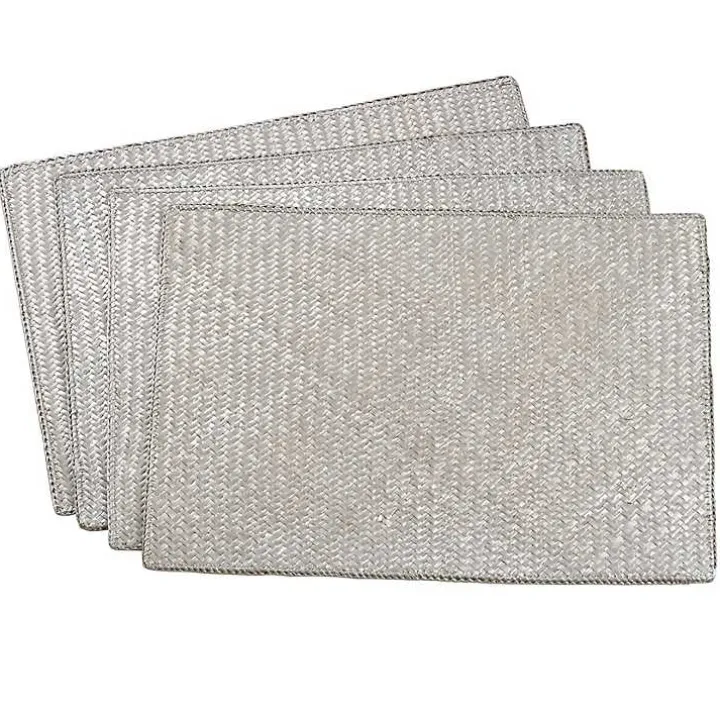 Silver Woven Water Hyacinth Placemats, Set of 4