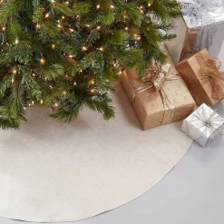 Simple Beige Linen Blend Tree Skirt, 56 in.