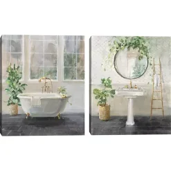 Simple Pleasures Bath Canvas Art Prints, Set of 2