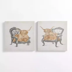 Sitting Pretty Cows Canvas Art Prints, Set of 2