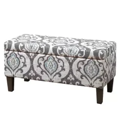 Slate Blue Ikat Storage Ottoman