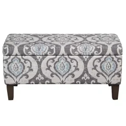 Slate Blue Ikat Storage Ottoman