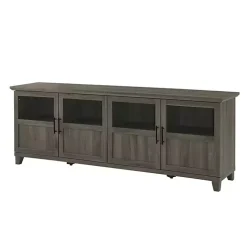 Slate Gray Glass Paneled Door TV Stand
