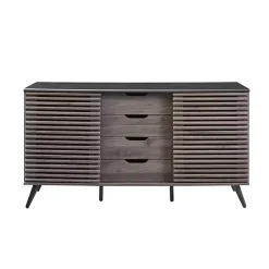 Slate Gray Slatted 4-Drawer Cabinet