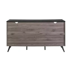 Slate Gray Slatted 4-Drawer Cabinet