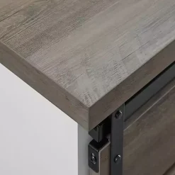 Slatted Sliding Barn Door White and Gray Cabinet