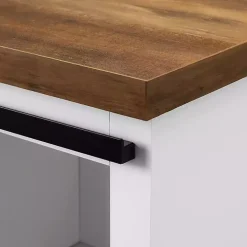 Slatted Sliding Barn Door White and Oak Cabinet