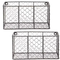 Small Wall Hanging Chicken Wire Baskets, Set of 2