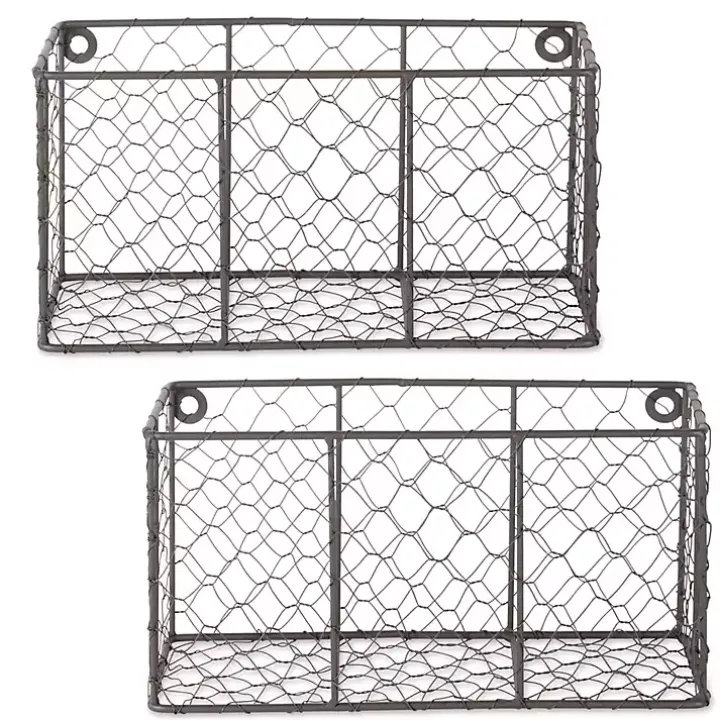 Small Wall Hanging Chicken Wire Baskets, Set of 2