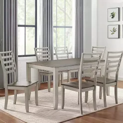 Smoked Alabaster and Honey Wood 7-pc. Dining Set