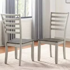 Smoked Honey and Alabaster Dining Chairs, Set of 2