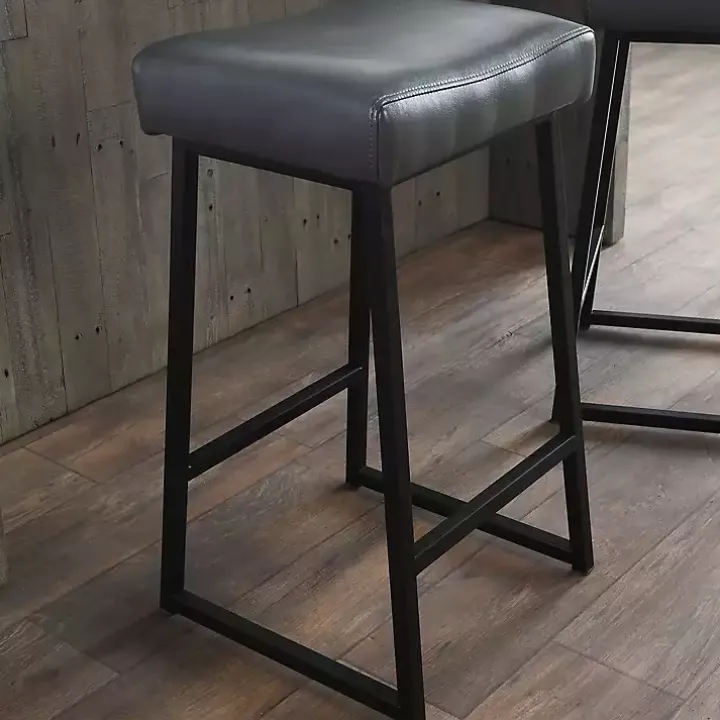 Smokey Gray Faux Leather Counter Stools, Set of 2