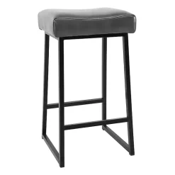 Smokey Gray Faux Leather Counter Stools, Set of 2