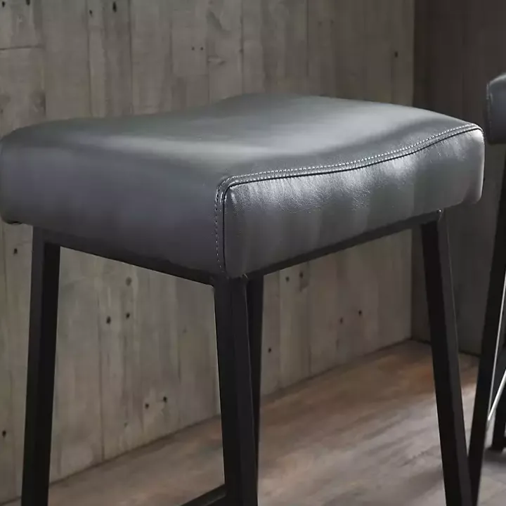 Smokey Gray Faux Leather Counter Stools, Set of 2