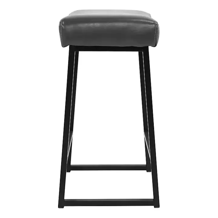 Smokey Gray Faux Leather Counter Stools, Set of 2