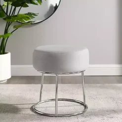 Smokey Gray Velvet Vanity Stool