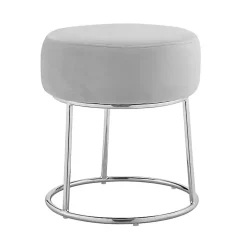 Smokey Gray Velvet Vanity Stool