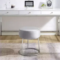 Smokey Gray Velvet Vanity Stool