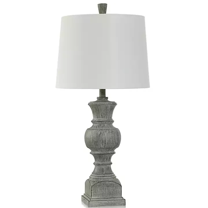 Smokey Slate Gray Baluster Grain Table Lamp