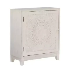Smokey White Resin Medallion Door Cabinet