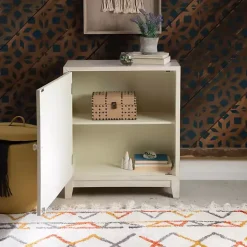 Smokey White Resin Medallion Door Cabinet