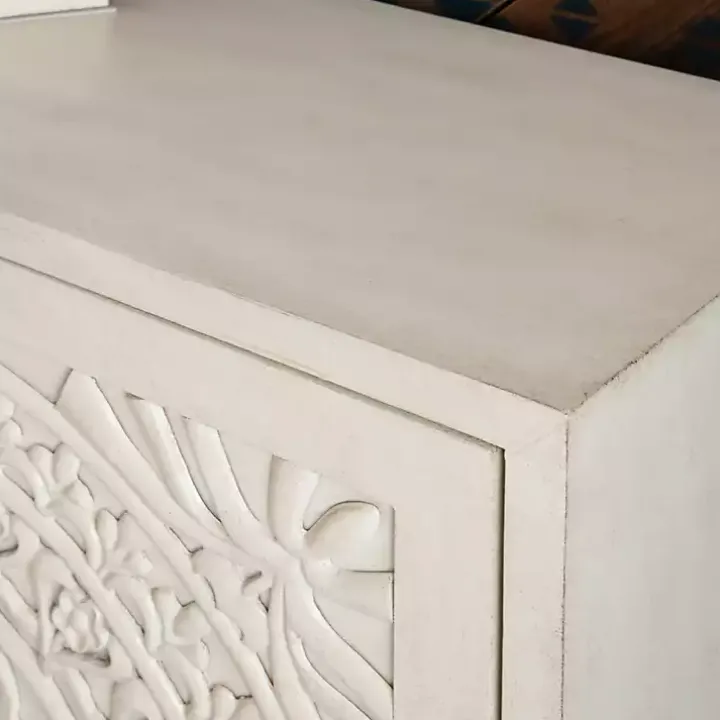 Smokey White Resin Medallion Door Cabinet