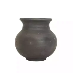 Smoky Black Terracotta Vase, 5 in.