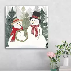 Snow Couple with Wreath Canvas Art Print